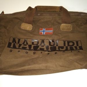 Napapijri holdall bag - brown fabric and suede